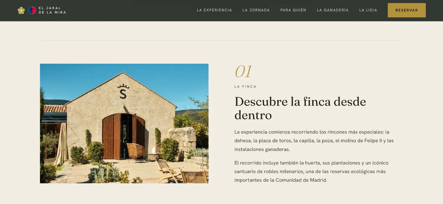 Sección La finca de la web