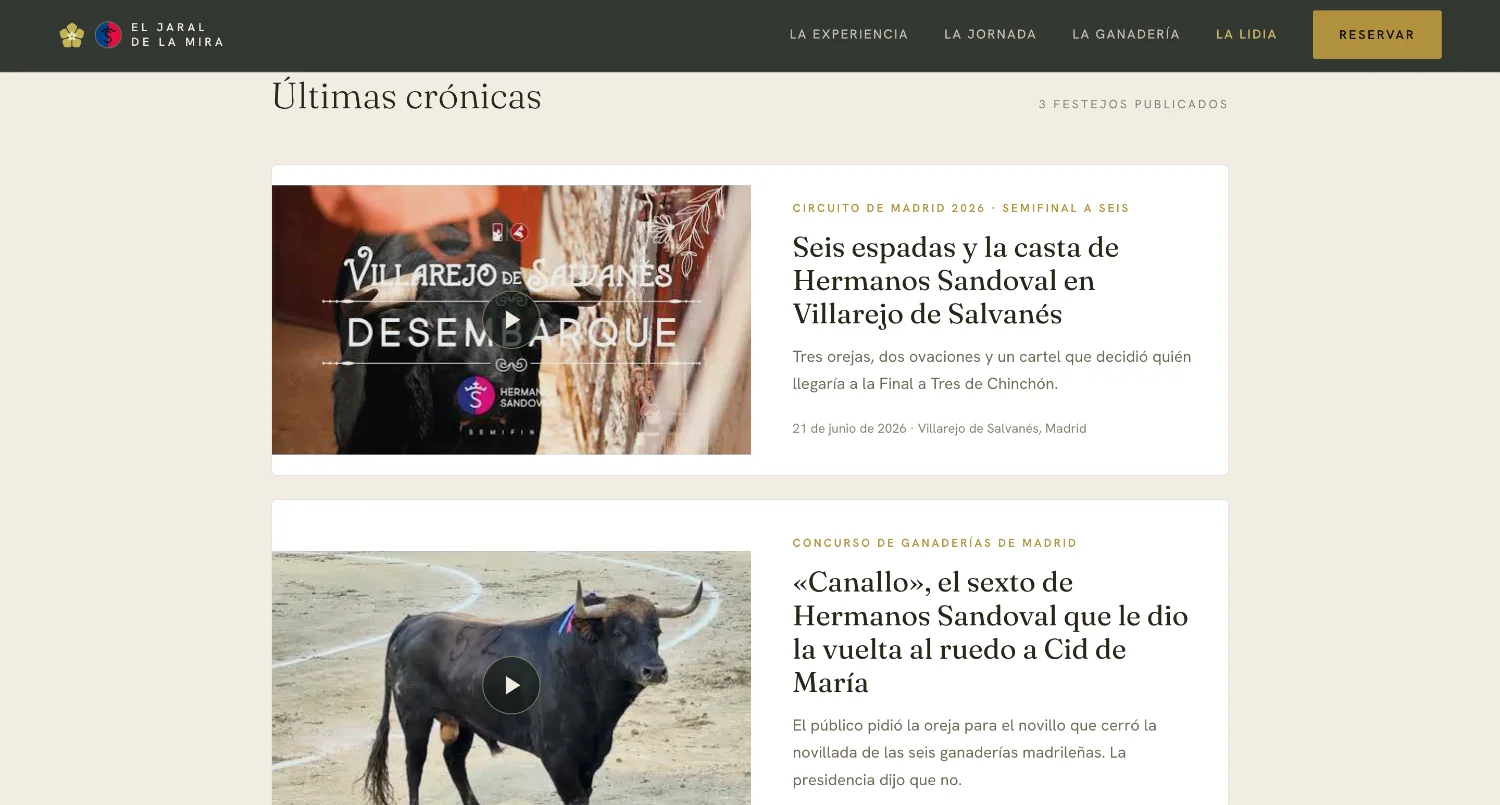 Listado de crónicas de La Lidia